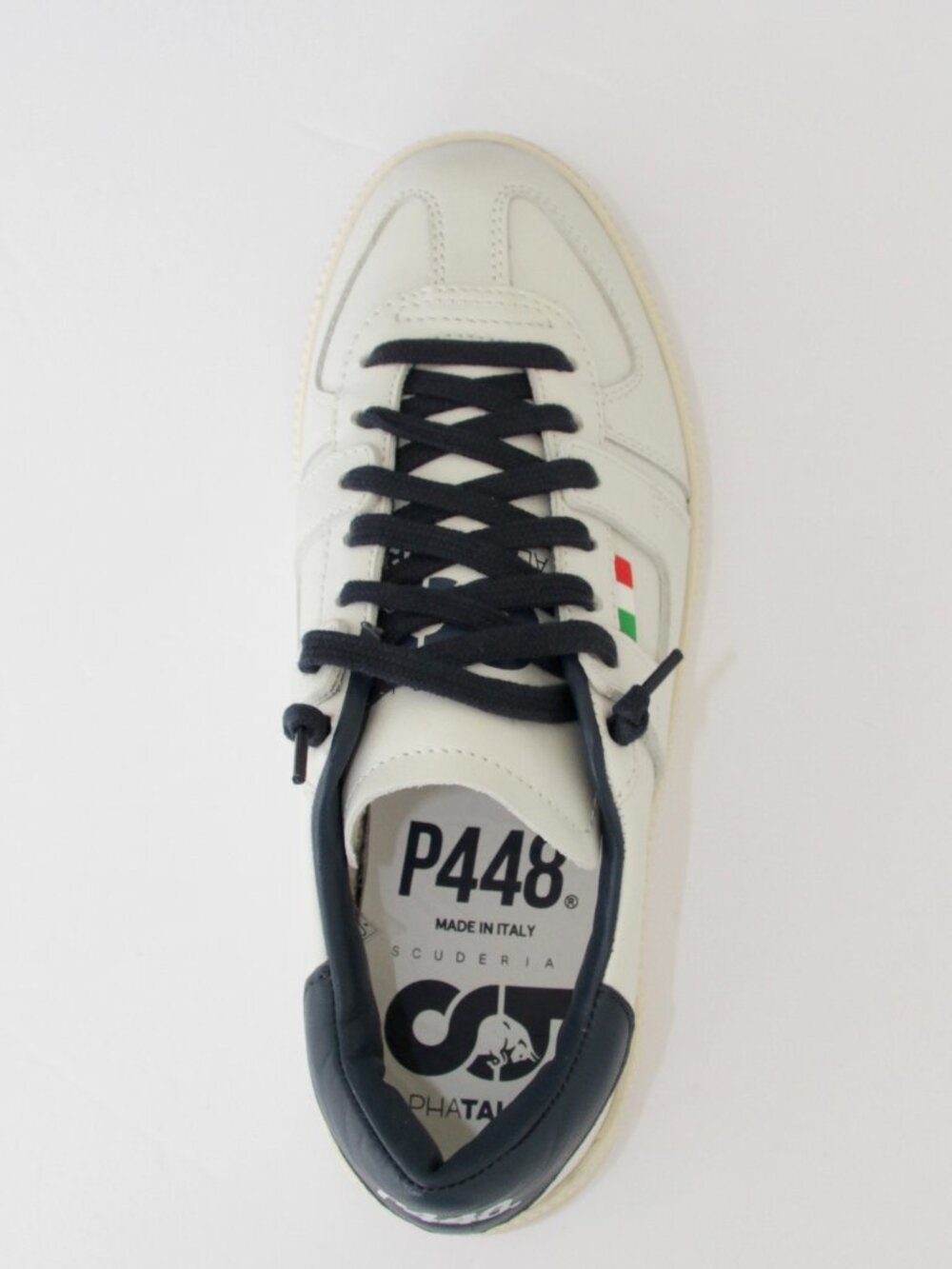 NWT P448 RARE White Leather Sneakers with Italian Flag
